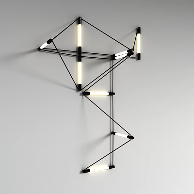 Modern Geometric Wall Lamp With Black Metal Frame And White LED Tubes 3d model Modern Geometric Wall Lamp With Black Metal Frame And White LED Tubes 3d model