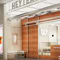 HEYTEA Milk Tea Shop Storefront With Glass Door Wooden Wall Counter And Drinks