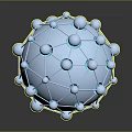 Blue Geometric Metallic Sphere Structure With Shiny Nodes And Network Design 3d model