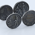 Coins Ocean Coins Antique Cultural Relics Ornaments Gold Coins Silver Coins Copper Coins Commemorative Coins Silver Dollars 3d model