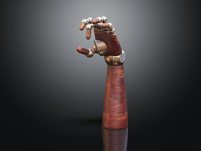 Smart Machine Mechanical Arm With Metal Joints And Wooden Base Design 3d model