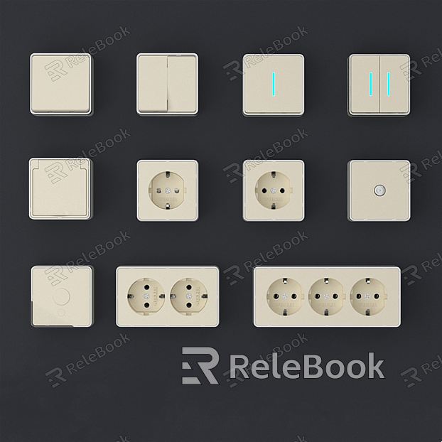 Modern Socket Switch Socket Champagne Gold Wire-drawing Panel Household Five-hole Multi-hole Dark Pack One Open Double model