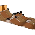 Skate Park Design Layout With Multiple Ramps And Concrete Structures Features 3d model