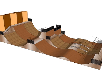 Skate Park Design Layout With Multiple Ramps And Concrete Structures Features 3d model
