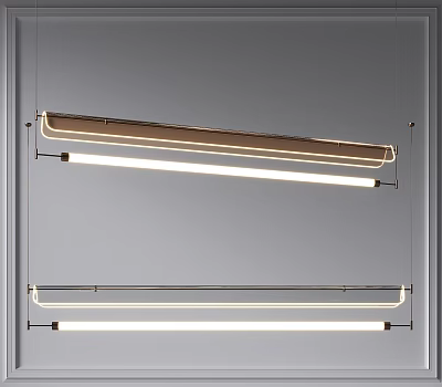 Modern Sleek Linear Pendant Light Featuring Metal Frame And LED Lighting For Interior Design 3d model