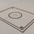 Floor Tiles With Intricate Circular Decorative Pattern And Square Border Design 3d model