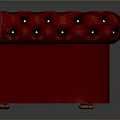 Luxurious Red Tufted Chesterfield Sofa With Rolled Arms And Patterned Pillows 3d model