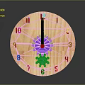 Hardware Tools Wooden Clock Design With Purple Green Gears And Numbers