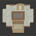 Traditional Islamic Building Model With Geometric Patterns Arched Doors And Wooden Courtyard Design