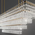 Elegant Modern Crystal Chandelier With Multi layer Transparent Crystal Pendants And Golden Metal Frame