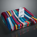 Vibrant Colorful Striped Soft Blanket With White Label And Bold Multicolor Patterns
