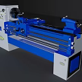 Industrial Lathe Machine Blue And White With Headstock Tailstock And Bed