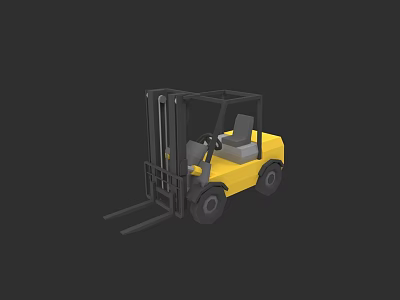 Yellow Industrial Forklift For Material Handling With Lift Mechanism And Driver Cabin 3d model