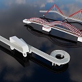 Exquisite Internet Red Bridge pedestrian bridge 3d model