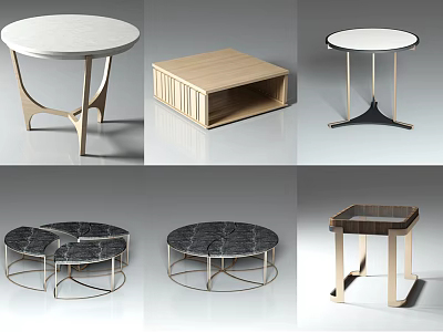 Modern Coffee Tables With Various Designs Marble Tops And Metal Wooden Frames 3d model
