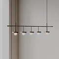 Modern Linear Chandelier With Five Bulbs On Black Horizontal Bar Design 3d model
