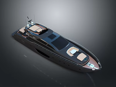 Sleek Black Luxury Yacht Exterior Design Featuring Deck Seating And Windows 3d model