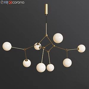 Modern chandelier artificial satellite glass suspension 3d model