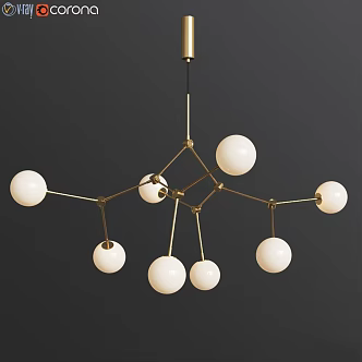 Modern chandelier artificial satellite glass suspension 3d model