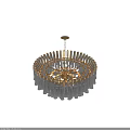 Elegant Crystal Chandelier With Transparent Columnar Drops Gold Frame And Layered Design