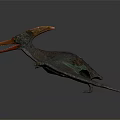 Flying Prehistoric Pterosaur Model With Long Beak Horn And Metallic Wing Structure