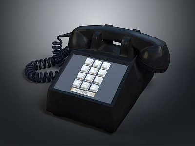 Vintage Black Electronic Telephone With Classic Keypad Panel And Retro Design 3d model
