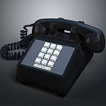Vintage Black Electronic Telephone With Classic Keypad Panel And Retro Design