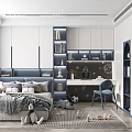 Tatami Bedroom Interior Design With White Blue Cabinets Desk Chair And Toys