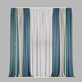 Modern Blue And White Layered Curtains With Sheer Inner Panel Design 3d model
