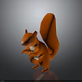 Orange Standing Squirrel 3D Character Model With Big Tail White Belly And Black Eyes