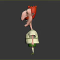 Funny Cartoon Character With Red Hair Beard White Shirt And Green Shorts