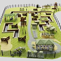 Children's Playground Layout With Fenced Area Slides Climbing Frames Sand Pits And Pavilions