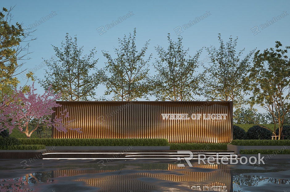 Modeling landscape wall Special-shaped landscape wall Curve entrance landscape wall model