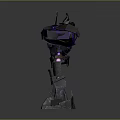 Futuristic Robot Mechanical Creature Featuring Purple Black Color Glowing Core Spiked Armor And Extended Arms