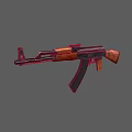 Classic Assault Rifle With Wooden Stock And Black Metal Barrel Design