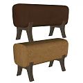 Modern Upholstered Sofa Bench With Brown Beige Fabric And Wooden Legs