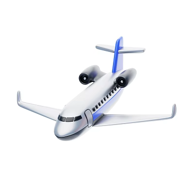 Modern White Passenger Plane Featuring Blue Tail Twin Engines and Wings 3d model Modern White Passenger Plane Featuring Blue Tail Twin Engines and Wings 3d model