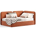 Modern Kids Bed With Upholstered Headboard Soft Pillows Blanket And Color Options