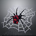 Spider With Black Body And Red Square Markings On Intricate Spider Web