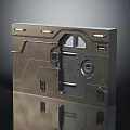 Industrial Metal Equipment Panel With Door Handles Holes And Reflective Surface