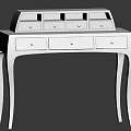 Classic Wooden Dressing Table With Multiple Drawers And Elegant Curved Legs