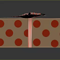 Decorative Brown Gift Box With Red Polka Dots Striped Ribbon And Attached Tag