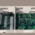 Automated Industrial Workshop Interior With Green Robotic Arms Workstations And Equipment