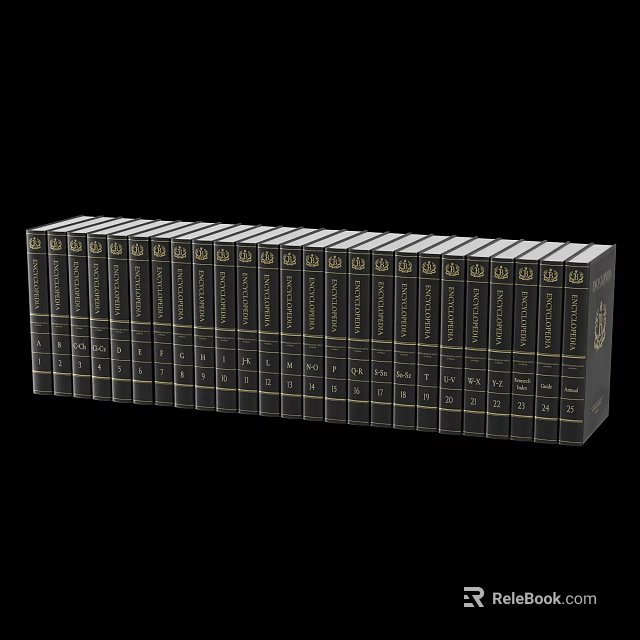 Elegant Hardcover Book Series With Black Covers Gold Accents And Multiple Volumes 3d model 
