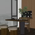 Modern tea table and chair balcony tea table and chair combination 3d model