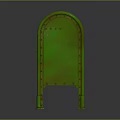 Vintage Green Metal Cabinet with Arched Top Distressed Finish and Drawer