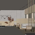 Modern Clubhouse Interior Design With Reception Area Sofa Wooden Screens And Lighting