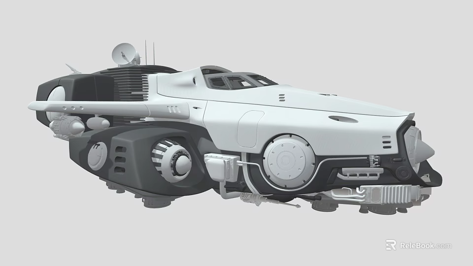 Futuristic Utility Vehicle With Mechanical Design Multiple Wheels Sensor Antenna And White Body 3d model 