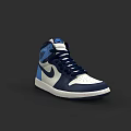 Stylish High Top Blue And White Shoes With Retro Design And Logo