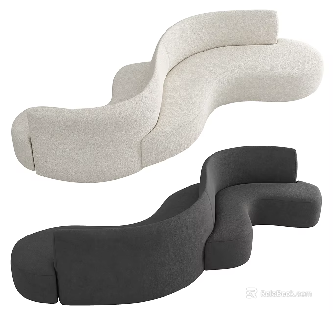 Modern Irregular Shaped Sofa Design Featuring Light And Dark Color Options For Interior Decor 3d model 
